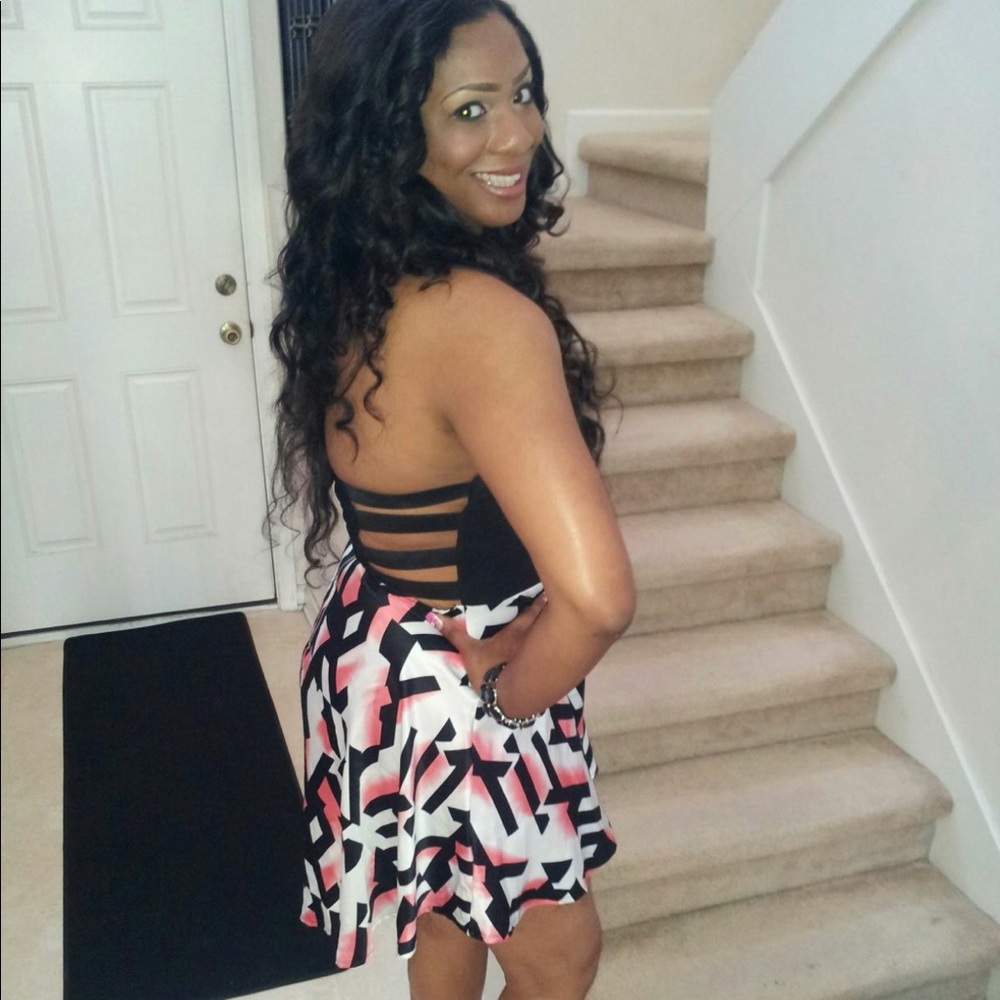 Cutout back detail high low dress